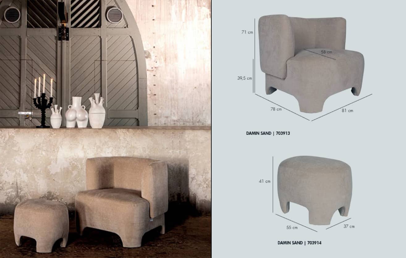 DANIM SAND LINEN VELVET LOOK FAUTEUIL